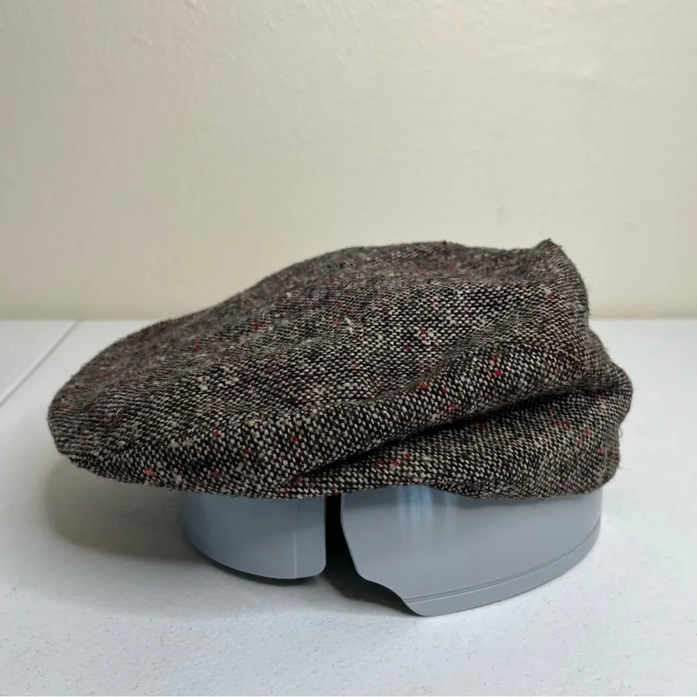 Vintage Tweed Newsboy Cap Cabbie Peaky Blinders Brown Union Made USA Men Large